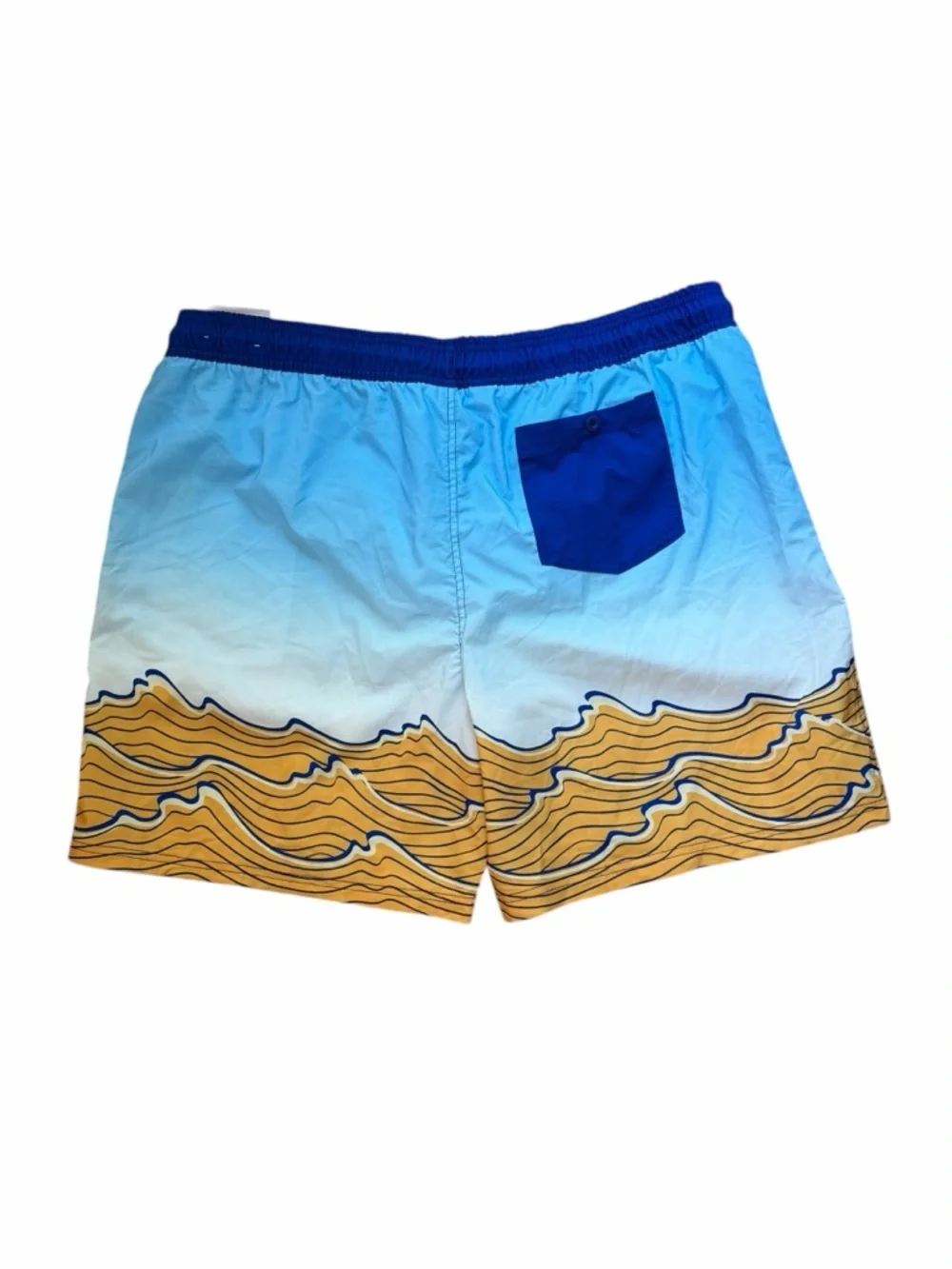 NWT 2XL Pabst Blue Ribbon Beer Light Blue & Yellow Graphic Swim Trunk